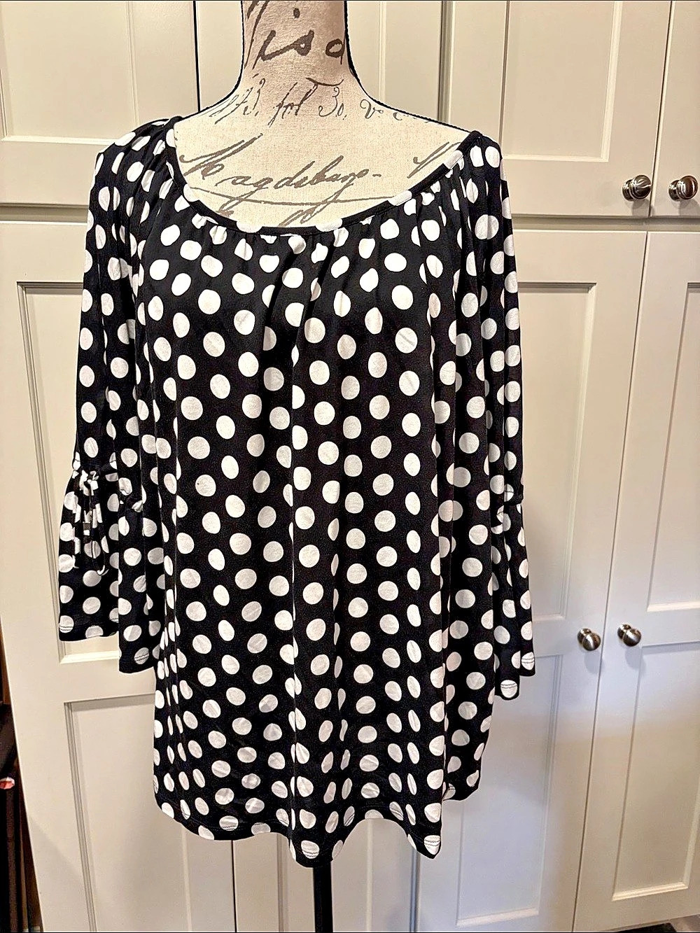 Michael Kors Polka Dot Tunic Black & White Size 1X Like New